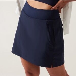 Athleta Soho Skort Size 4 Blue Athleisure Preppy Tennis Pickleball Zip Pockets